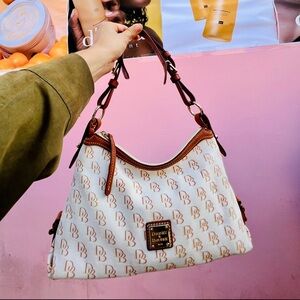 Dooney & Bourke White and Brown Shoulder Bag